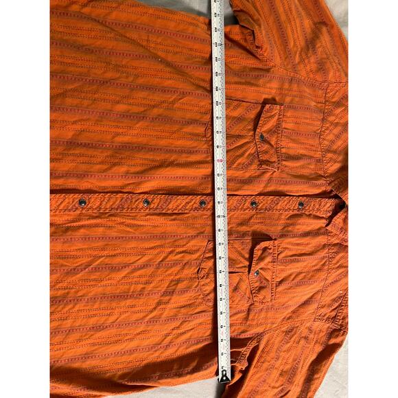 REI Orange Short Sleeve Striped Metal Snap buttons SZ XXL - Picture 6 of 8